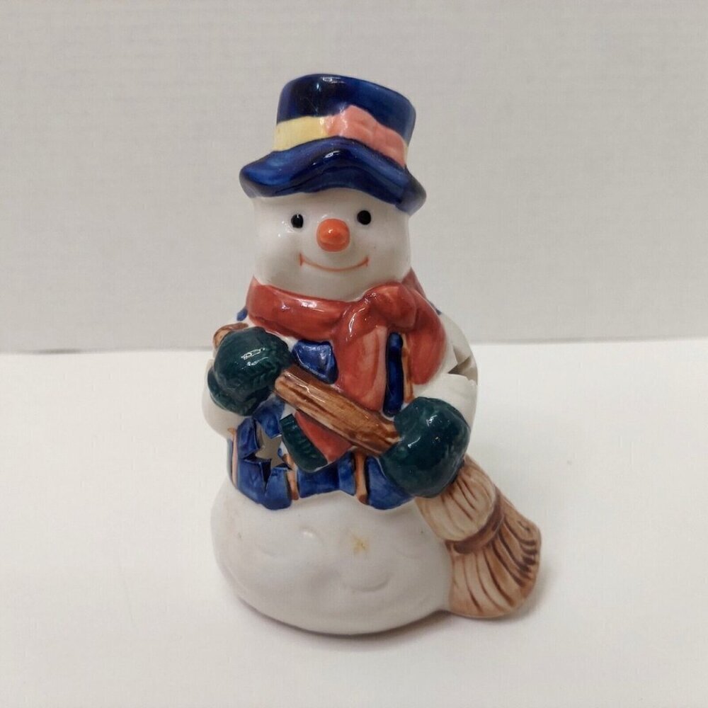 Snowman Tea Light Candle Holder 6" Figure Christmas Holiday Winter Decor Frosty